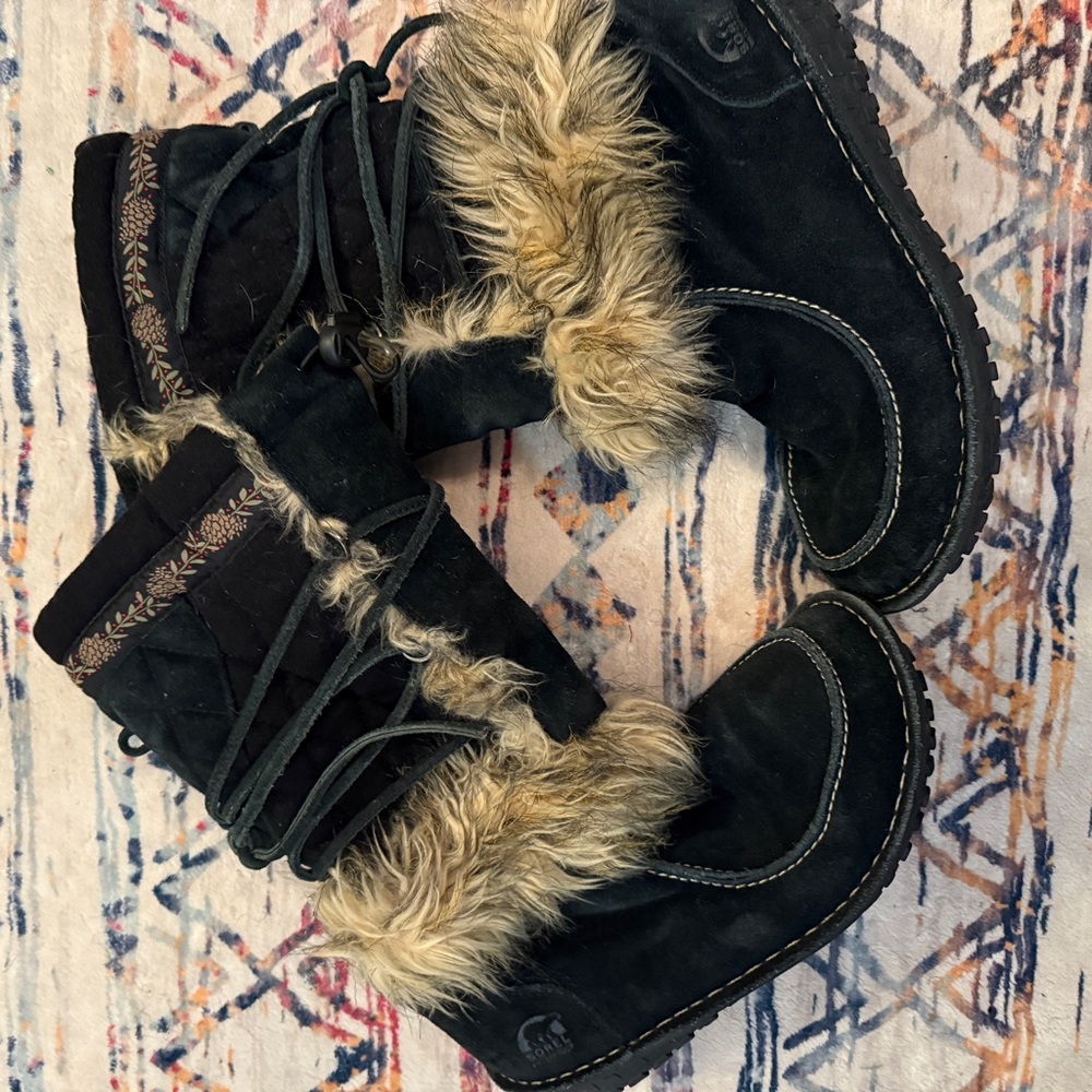 Women's Black Fur-Lined Winter Boots